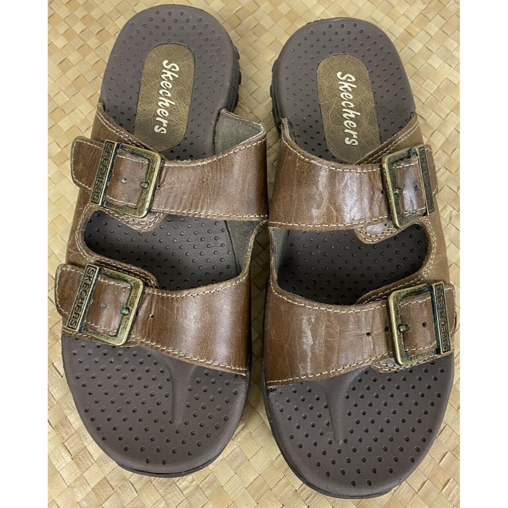 Skechers Reggae-Jammin Women’s Size 6 Leather Two-Strap Slip-On Comfort Sandals